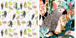 Papagei Flamingo Collage